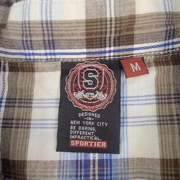 Sportier Men’s Western Wear Pearl Snap Button Down Plaid Shirt - Medium - Picture 3 of 14